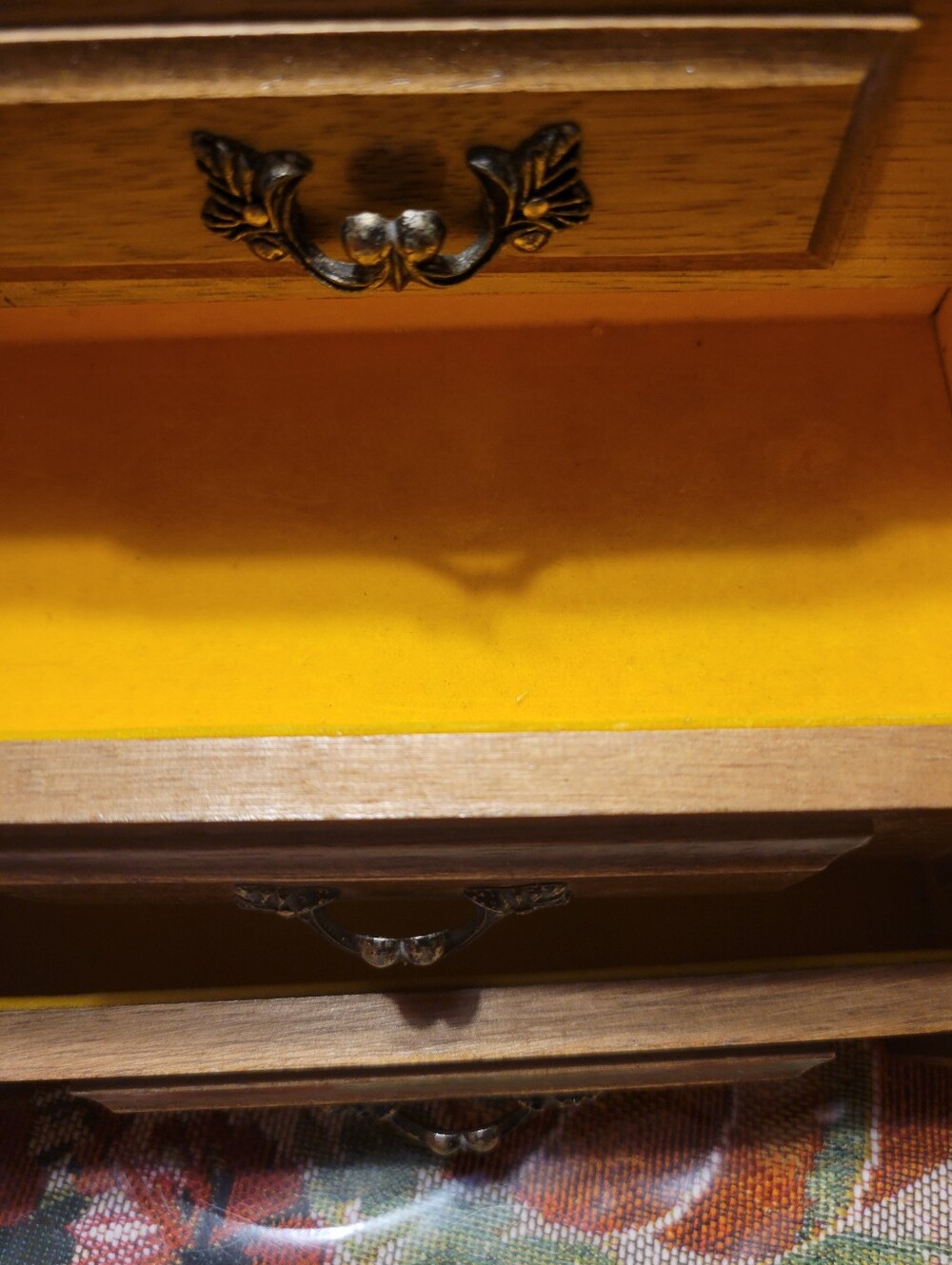 Vintage Wooden Two-Drawer Jewelry Box - Warm Brown - Picture 5 of 10